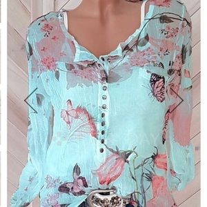 Shear Floral Blouse NWT